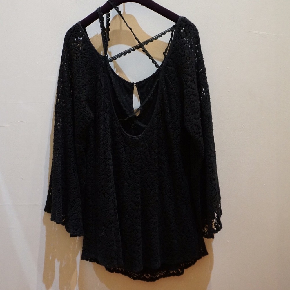 Jen's Pirate Booty Black Crochet Lace Boho Top